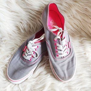 Vans Authentic Deck Shoes Grey & Hot Pink